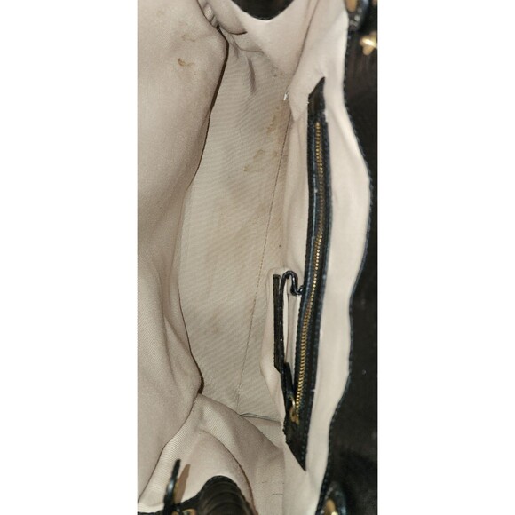 Talbots Black Calf Hair And Leather Key Lock Closure Satchel Lage Handbag - Picture 5 of 6